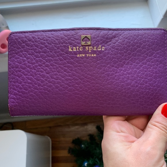 kate spade Handbags - Kate Spade leather wallet purple and cream